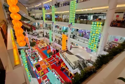 an overhead view of a shopping mall at The Parkland Condominium in Bangkok