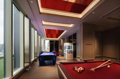 a billiard room with a pool table in a building at Grande Centre Point Surawong Bangkok in Bangkok