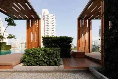 a pavilion with a view of a city at 2BedRoom-BestLocationBangkok-Emquartier-Metro-PhromPhong in Bangkok