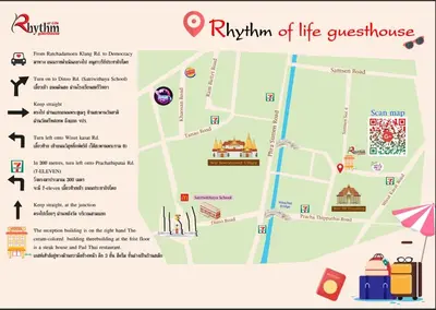 a map of the rivium of life synagogue at Rhythm of life guesthouse 56 in Bangkok