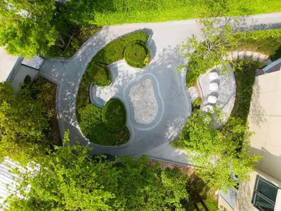 an overhead view of a road with trees at Resort Style Room Suksawat 64 Bangkok ND in Ban Tha Hin