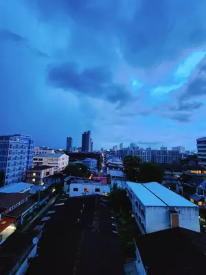 a view of a city at night at 814-STP Homely room Free Wi-Fi and Near BTS line in Bangkok