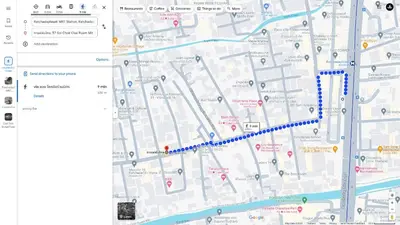 a map showing the route of a bus at The Apartium - Modern Apartment Rentals in Bangkok