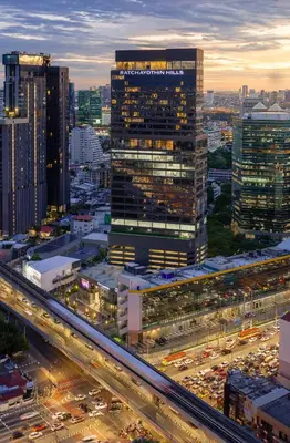a view of a city skyline with buildings and traffic at The Quarter Ratchayothin by UHG in Bangkok
