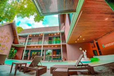 a resort with a swimming pool and a building at 189summer villa曼谷中心Asok&Thong Lor顶级豪宅庄园泳池别墅 in Bangkok