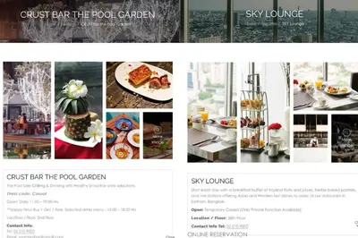 a collage of photos of a food ordering website at Sathorn prime Panorama City View rooftop bar in Bangkok