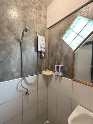 a bathroom with a shower and a sink at T-house 10 -6BR Max15ppl whole house with pool in Bangkok