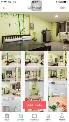a collage of photos of a kitchen and a living room at GreenRoom Guest House Very Close Bangkok Hospital in Thailand in Bangkok
