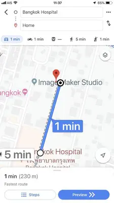 a screenshot of a cell phone with a map at Silver Room Guest House Very Close Bangkok Hospital in Bangkok