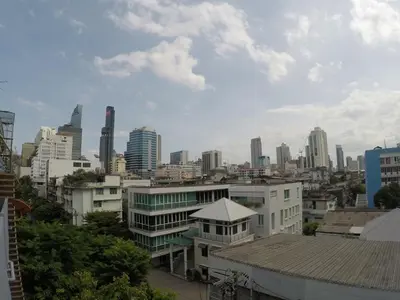 a view of a city skyline with buildings at Everyday Bangkok Hostel in Bangkok