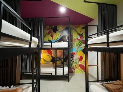 a room with three bunk beds in a hostel at Everyday Bangkok Hostel in Bangkok