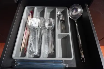 a tray with utensils and forks at Regent Srinakarin 19A in Bangkok