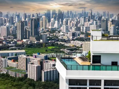 a view of a city from the top of a building at Cassia Rama 9 Bangkok, part of Banyan Group in Bangkok