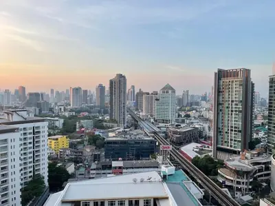 a view of a city with tall buildings at Sunset Condo l Pharkanong BTS in Bangkok
