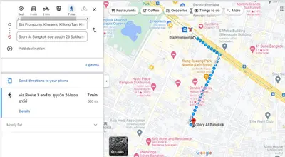 a screenshot of a google map with a google assistant at Story At Bangkok- 211 Studio with Balcony in Khlong Toei