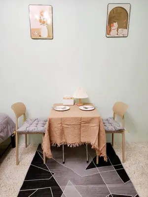 a dining room table with two chairs and a table with at 803-STP Homely room Free Wi-Fi and Near BTS line in Bangkok