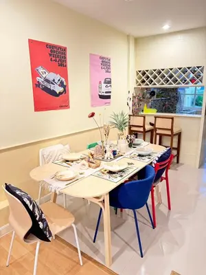 a dining room with a table and chairs at Entire House 6 people 3Beds 2Baths near BTS Asoke Terminal21 in Bangkok