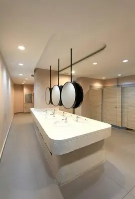 a bathroom with three sinks and two mirrors at Niche Mono 2 Bedroom next to BTS Bearing in Samut Prakan