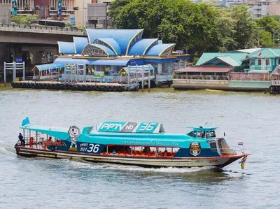 a large boat in the water with people on it at Best river view - Loft apartment in great location in Bangkok
