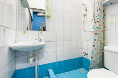 a bathroom with a sink and a toilet and a shower at 1137 Hostel in Bangkok