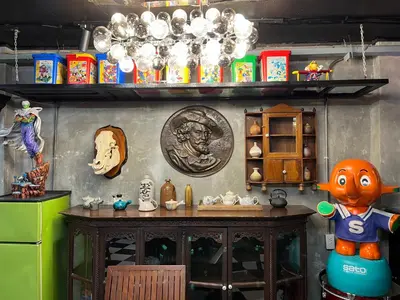 a kitchen with a counter with a toyanimalventoryventoryventory at Years 1981 in Bangkok
