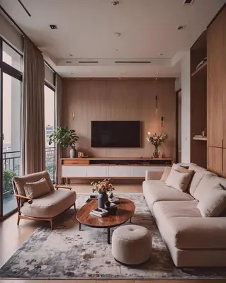 a living room with a couch and a tv at Dream appartment in Bangkok