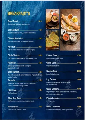 a page of a menu for a breakfast restaurant at Residency Hotel Bangkok in Bangkok