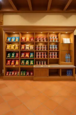 a store with shelves of food in a room at iCheck inn Thapra in Bangkok