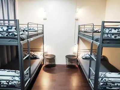 a room with four bunk beds in a room at Youjia Youth Hostel in Bang Rak