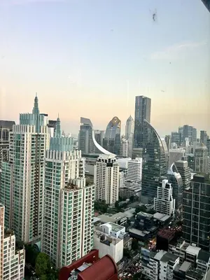a view of a large city with tall buildings at Condo Luxe Siam Pool 360 Near BTS Shopping in Bangkok