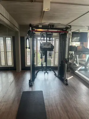 a room with a gym with a treadmill at Apartment in Central Sukhumvit in Bangkok
