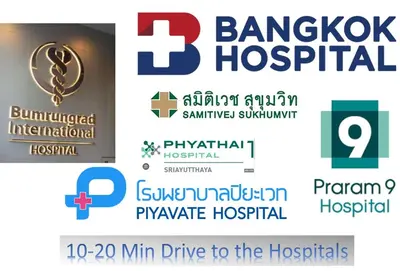 a selection of logos for bangkok hospital at Near Big Jodd Fair Night Market and Shopping Mall in Bangkok