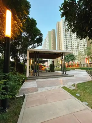 a pavilion in a park with tall buildings at 2BR - MRT Lak Song 5 Minute - Garden-Gym-Pool-wifi in Ban Khlong Khwang Klang