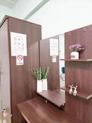 a room with two shelves with plants on it at 201-STP Homely room Free Wi-Fi and Near BTS in Sathani Bang Khen