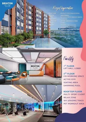 a collage of two pictures of a building at 1Bed Room Near Airport BTS Big-c Swimming Pool Gym in Bang Khen