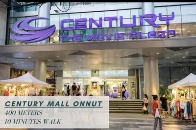 a store front of a shopping mall with people walking outside at Sukhumvit 81 Haven House- BTS Onnut in Bangkok