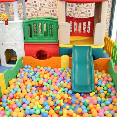 a toy play room filled with balls and a ball pit at Beautiful Studio Room Near MRT in Bangkok