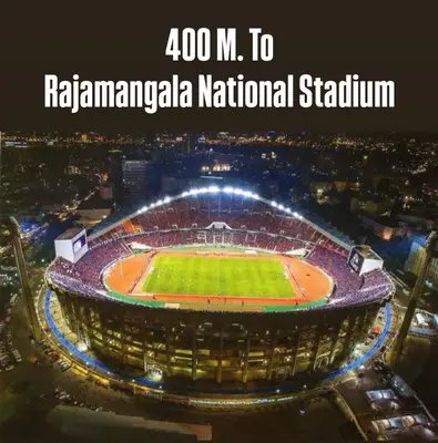 a baseball stadium at night with the words m to raleigh national stadium at Inspire place rama9 Modern Condo near Rajamangala Stadium Pool and Gym in Bangkok