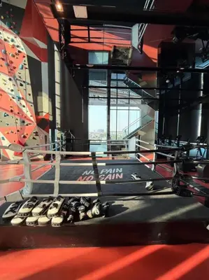 a boxing ring with a bunch of gloves on it at คอนโดติด bts ตลาดพลู 0 เมตร ใกล้ Iconsiam ว่างรายเดือน in Thonhuri