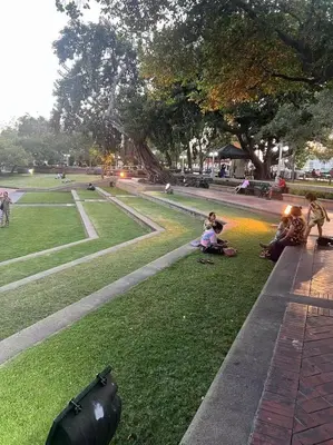 a group of people sitting on the grass in a park at JC home \u5218 \u5148 \u751f in Bangkok