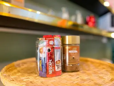 two cans of spices sitting on a wooden table at Entire house,Unwind in the city, near GrandPalace in Bangkok