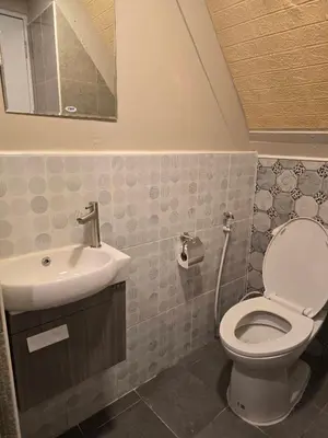 a bathroom with a toilet and a sink at Victory place 3 in Bangkok