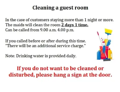 a flyer for cleaning a guest room with a text box at XX GO INN BTS Ari - BTS Ari Station in Sathani Sam Sen