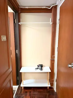 a closet with a white table in a room at xx Stay On Sukhumvit Soi 11 BTS Nana in Bangkok