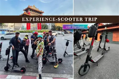 a group of people with scooters in a street at Belivin'98 Sense of Pier Sathorn Residence in Bangkok