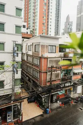 an overhead view of a building in a city at Lotus Bear House - 1BR Loft in Bangkok