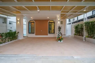 a rendering of a building with a courtyard at Ayas Retreat - Muji Ekkamai Pool Villa with 4 bedrooms in Khlong Toei