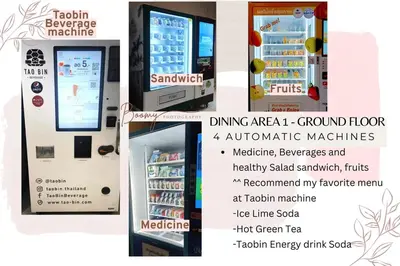 a collage of four pictures of a refrigerator at Luxury Riverside Condo, 3 SKY Pools , Close to MRT Train Station in Ban Sai Ma
