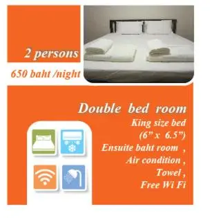 two pictures of a bedroom with a bed and some icons at Stay Hostel in Bangkok