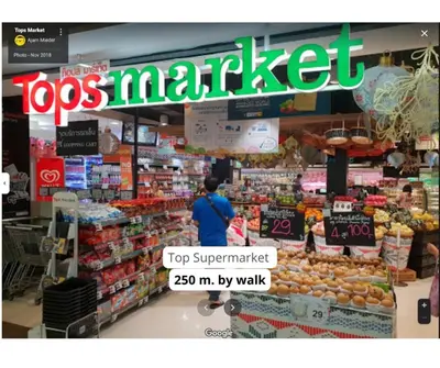 a man in a grocery store with a sign that reads toys market at Vélin - Samsen in Bangkok